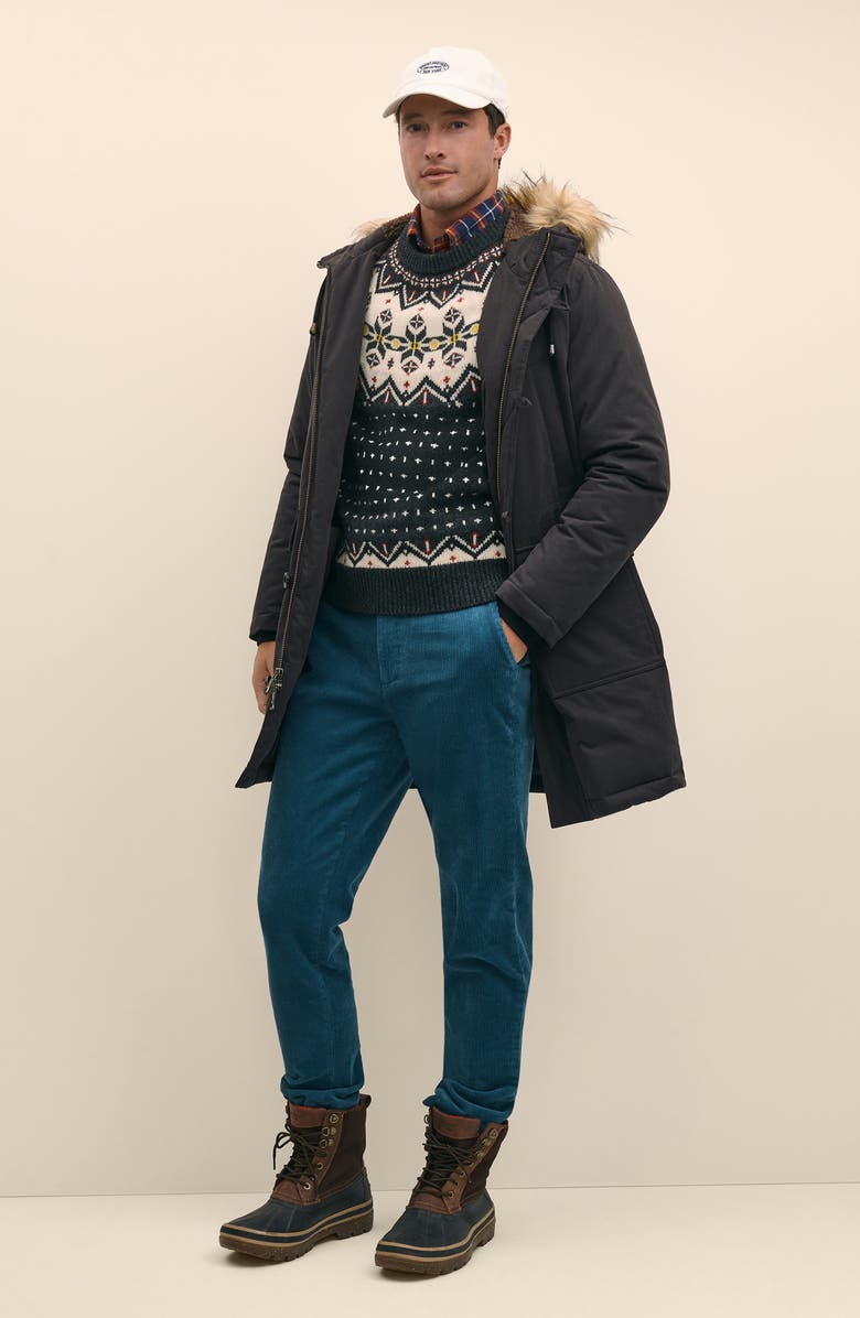 Brooks Brothers Wool Fair Isle Sweater, Alternate, color, Charwhiteholidayfi