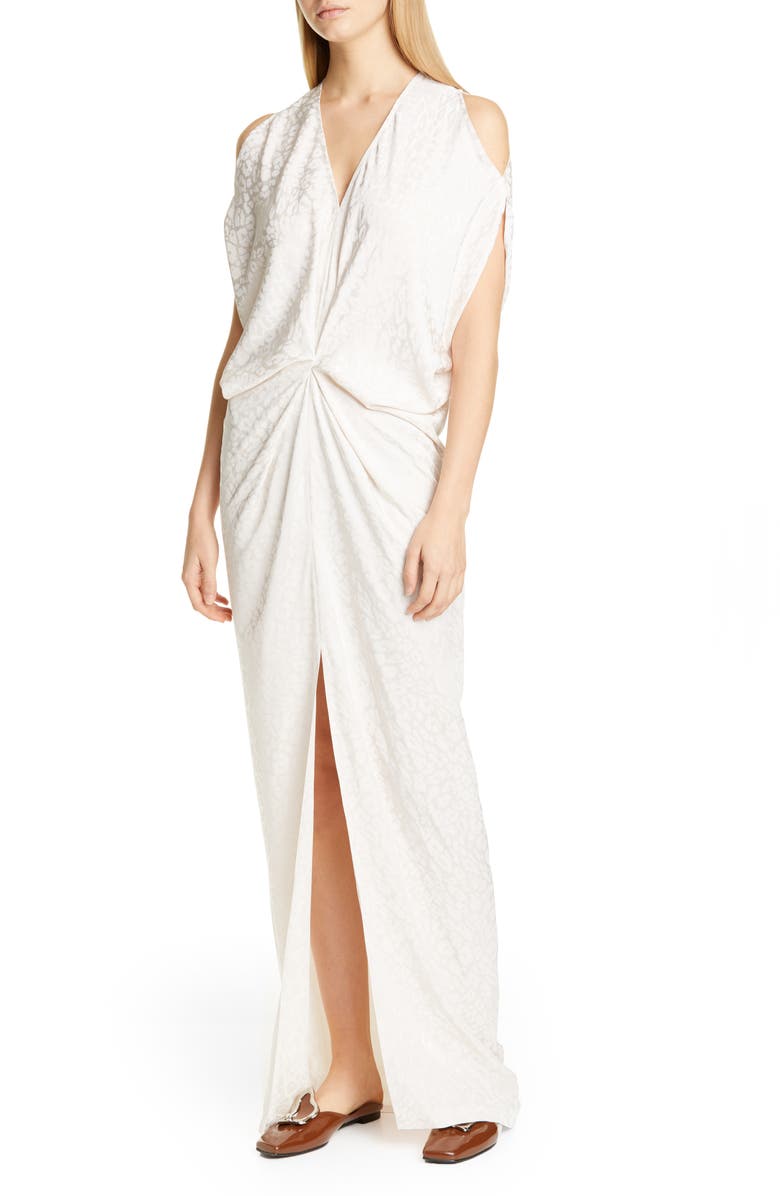 Zero + Maria Cornejo Miu Cold Shoulder Cheetah Jacquard Maxi Dress, Main, color, 