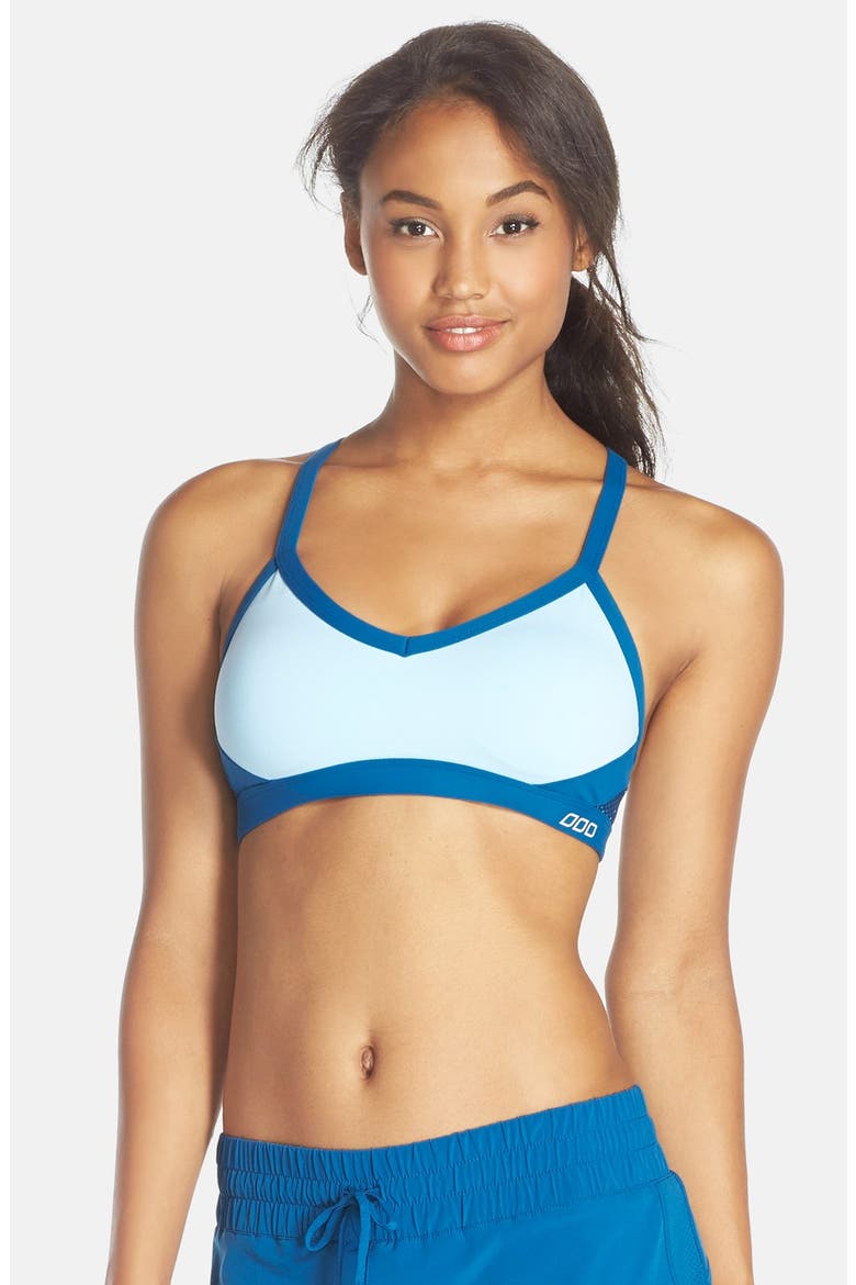 'Side Step' Sports Bra, Main, color, OCEAN/ BLUE SKY