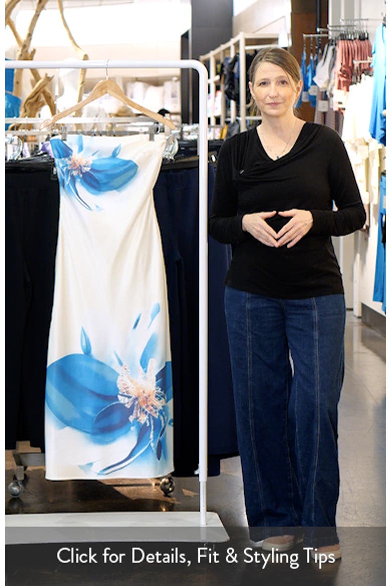 Annabeth Floral Satin Strapless Maxi Dress video