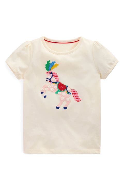 Kids' Horse Appliqué Puff Sleeve Cotton Graphic T-Shirt (Toddler, Little Kid & Big Kid)