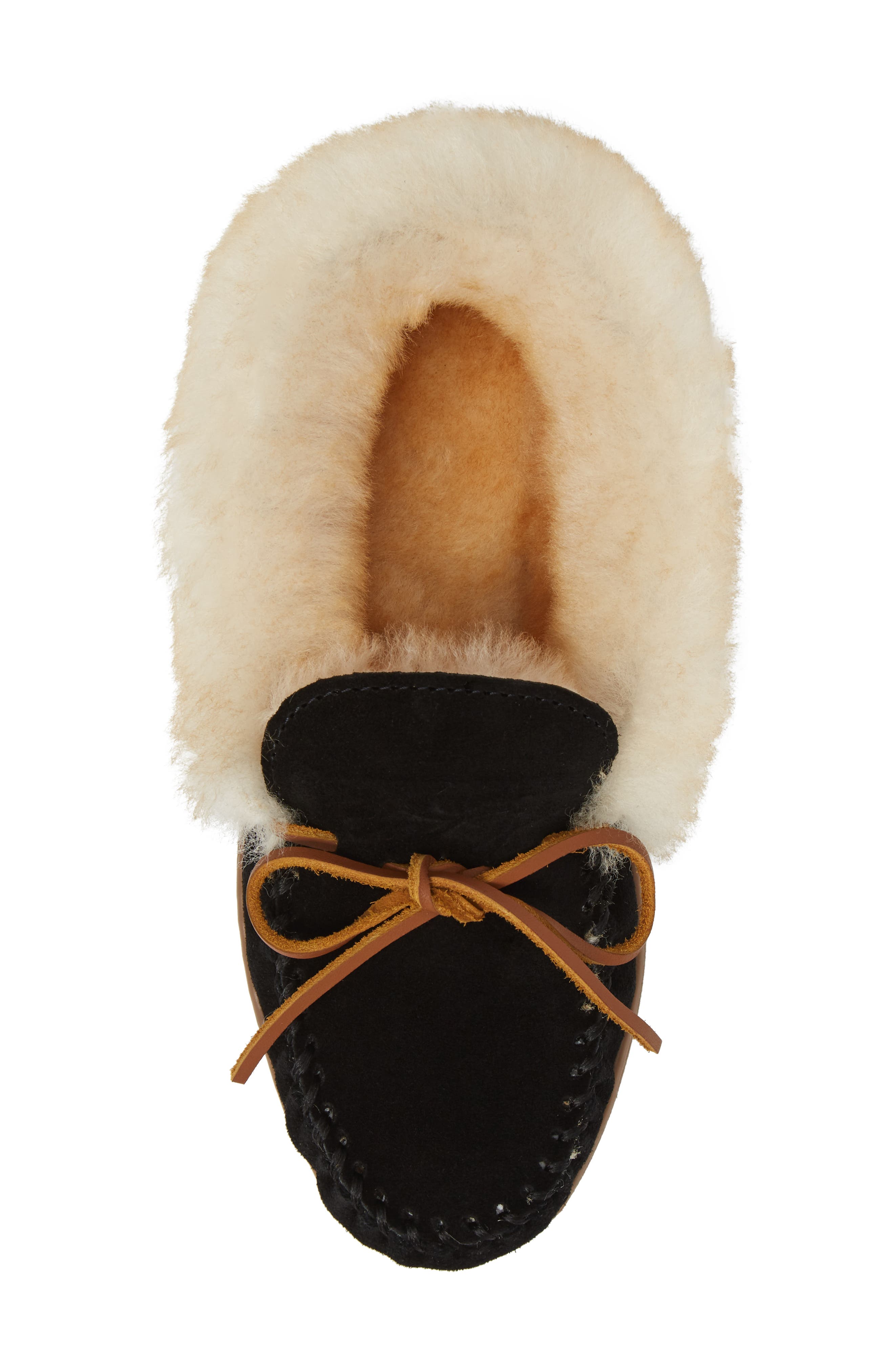Minnetonka Alpine Genuine Shearling Slipper, Alternate, color, Black