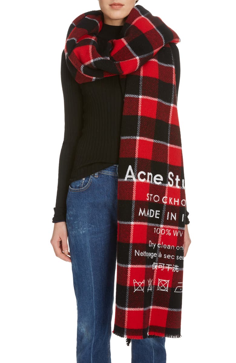 Acne Studios Cassiar Check Scarf, Alternate, color,
