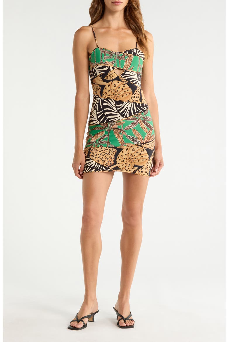 Mixed Print Minidress, Main, color, BLACK MULTI
