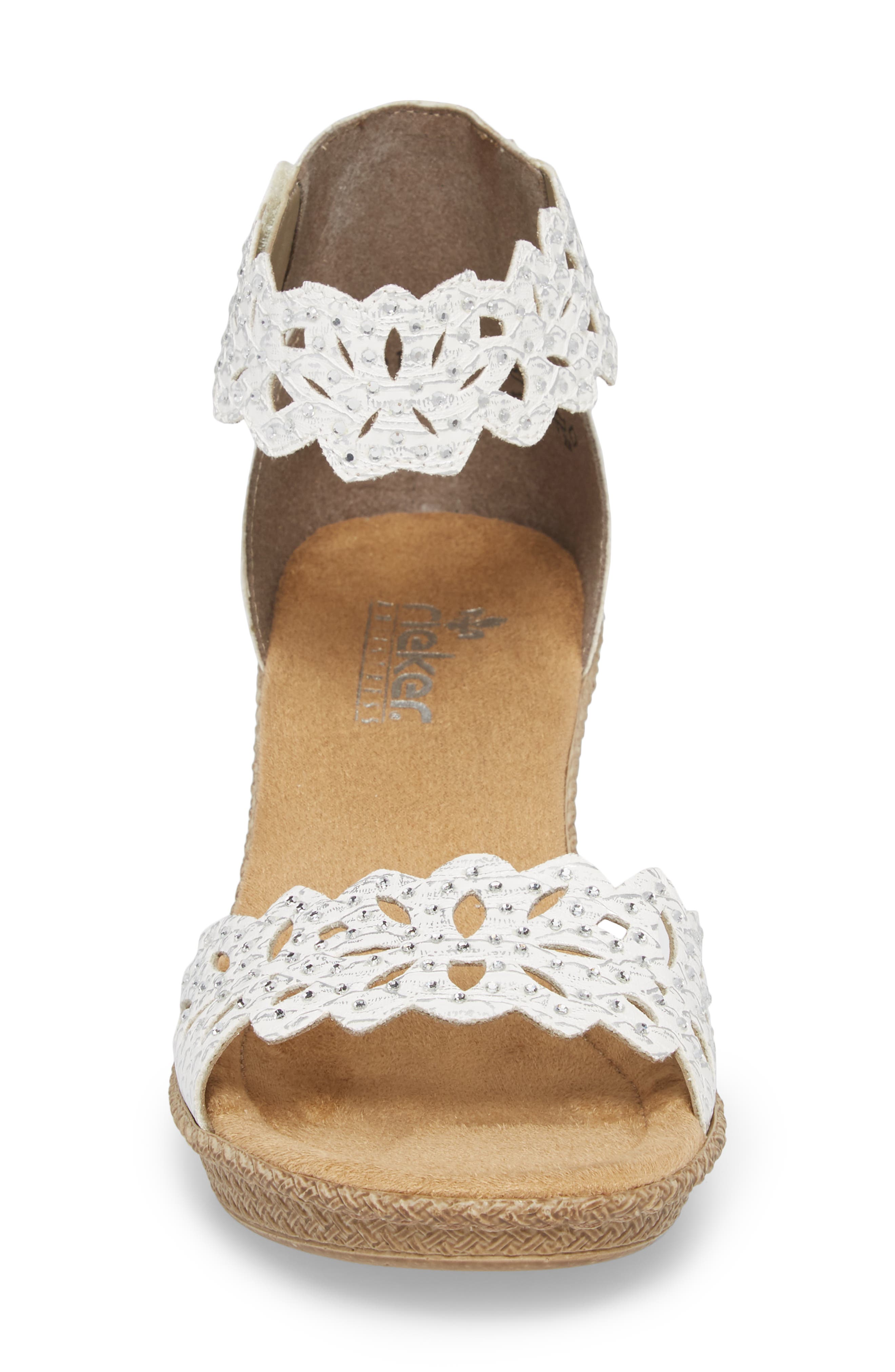 'Rabea' Sandal, Alternate, color, WHITE/ SILVER