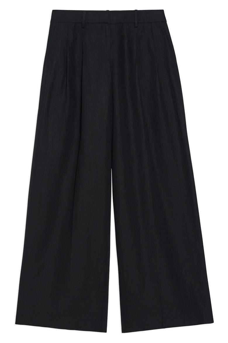 Low Rise Wide Leg Linen Pants, Alternate, color, BLACK