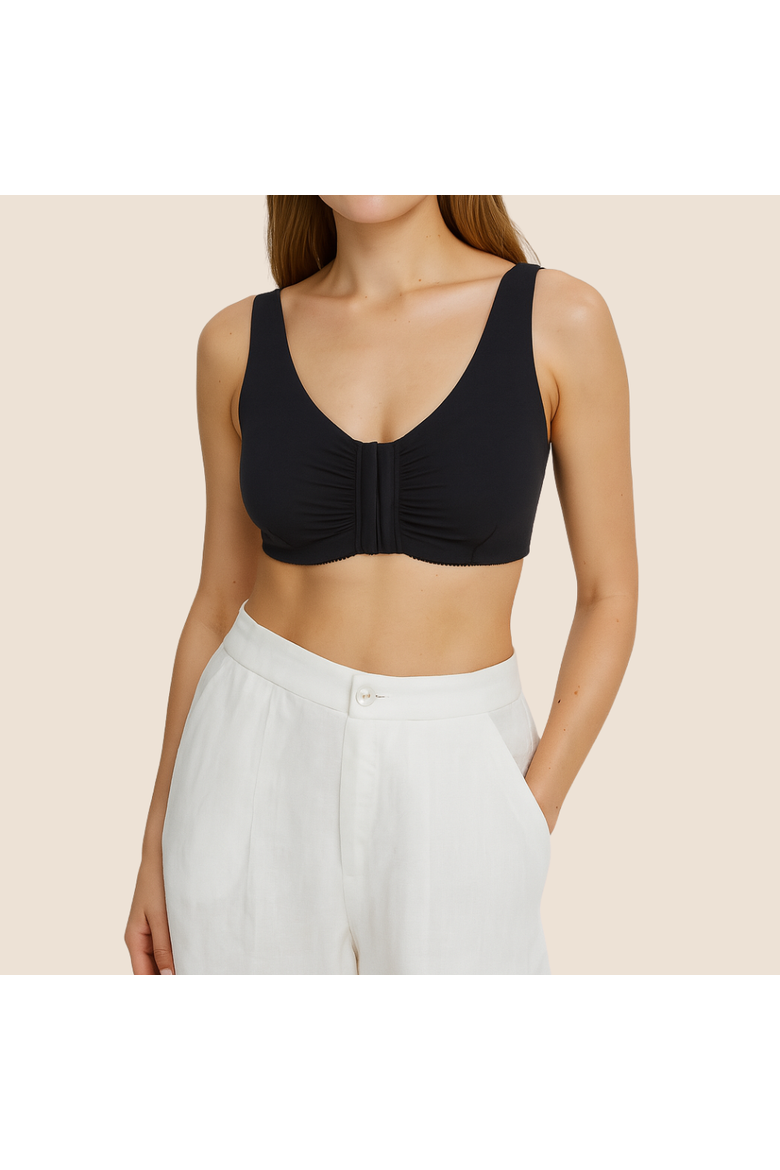 Ease Cotton Front Closure Bra for Mastectomy, Alternate, color, Black