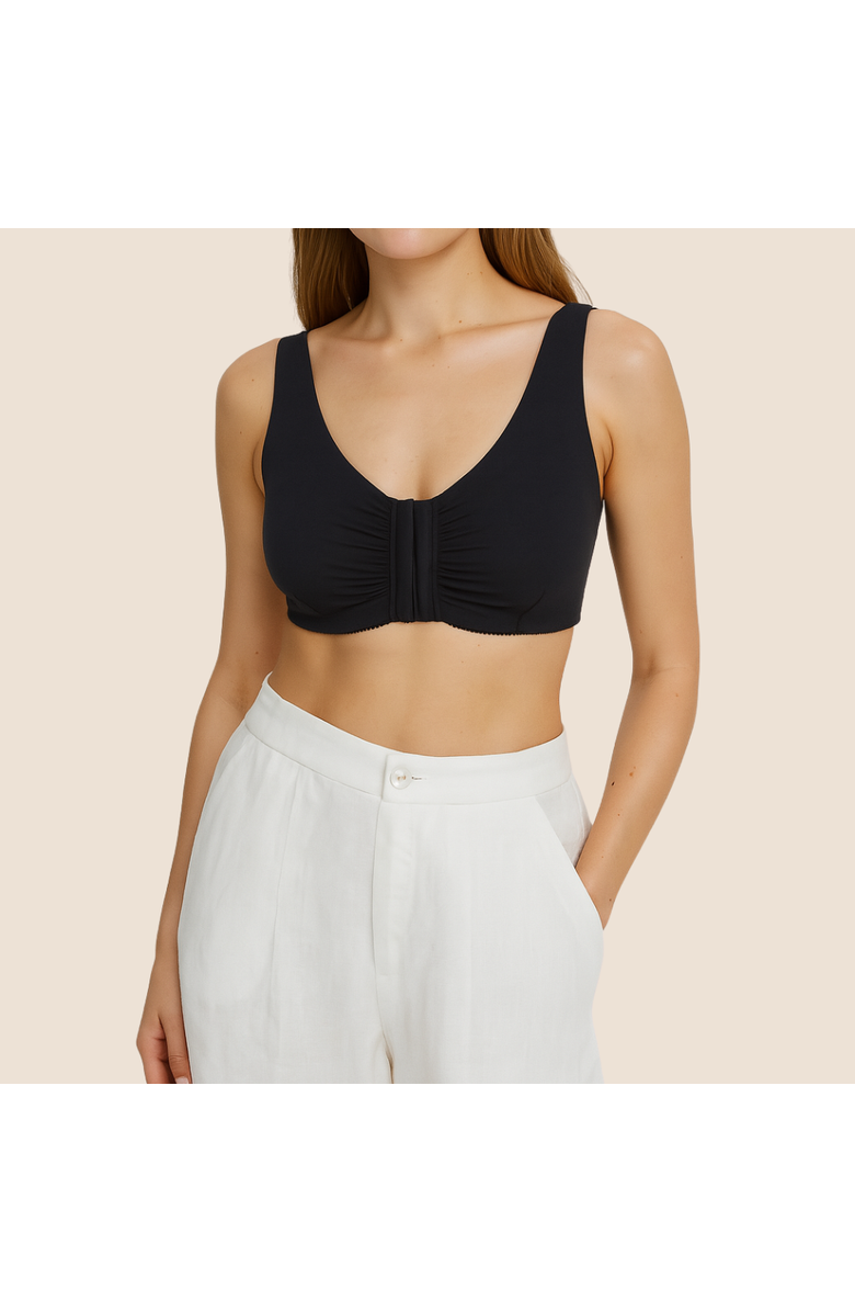 Meadow Ease Cotton Front Closure Bra for Mastectomy, Alternate, color, Black