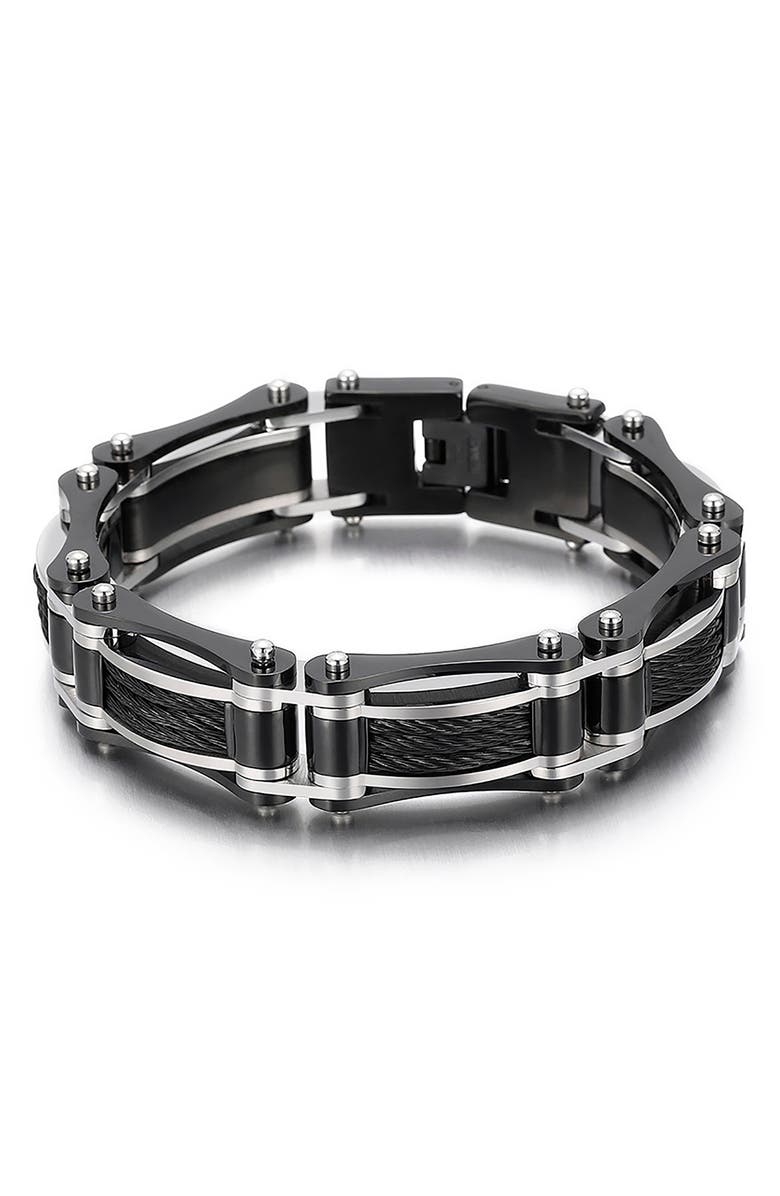 EYE CANDY LOS ANGELES Levi Titanium Bracelet, Main, color, Silver/Black