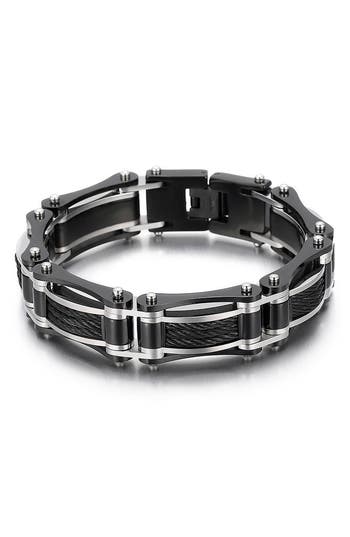 Eye Candy Los Angeles Levi Titanium Bracelet In Silver/black
