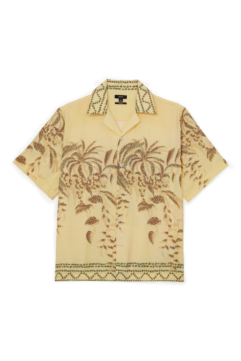 Camino Embroidered Camp Shirt, Alternate, color, YELLOW