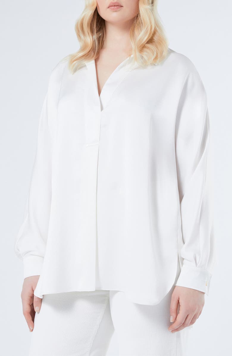 Marina Rinaldi Euro Satin Top, Main, color, Ivory