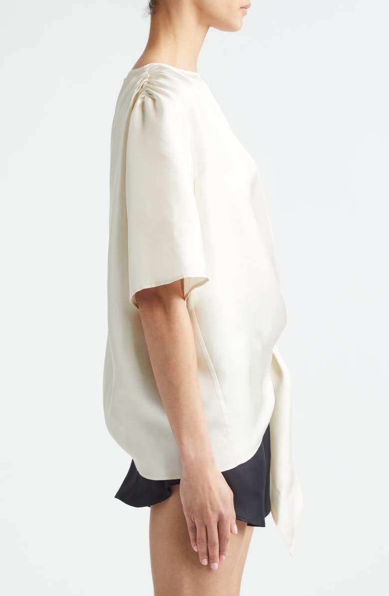 LOULOU DE SAISON Mano Knotted Hem Silk Top, Alternate, color, Ivory