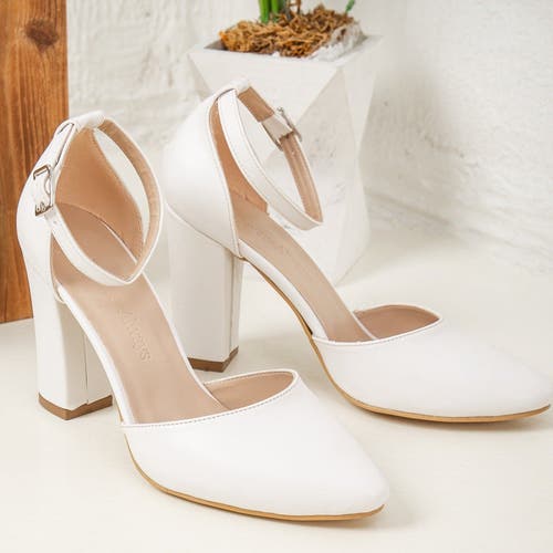 Forever & Always Shoes Gisele High Block Heels In White