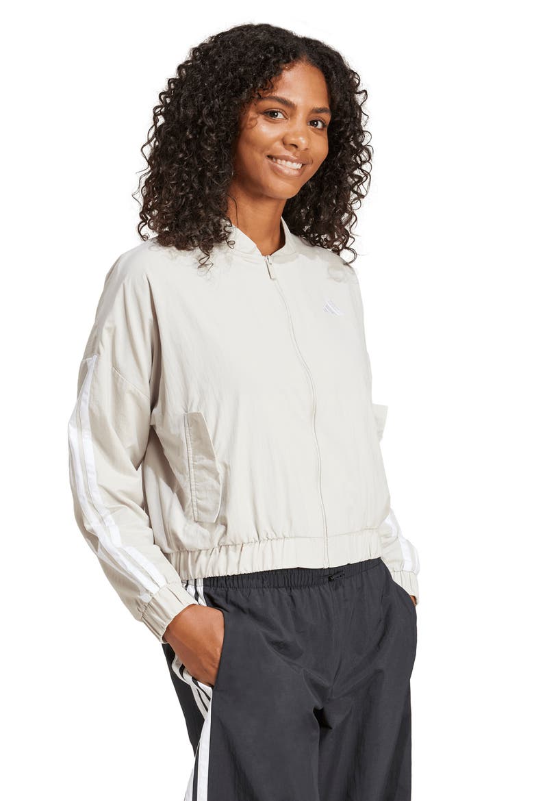 Essentials 3-Stripes Lifestyle Bomber Jacket, Alternate, color, WONALU/WHI