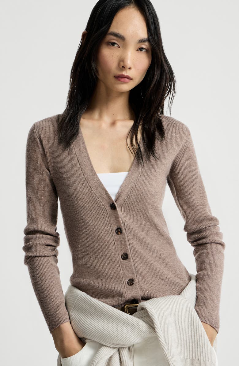 Brunello Cucinelli Cashmere cardigan, Alternate, color, Light Brown