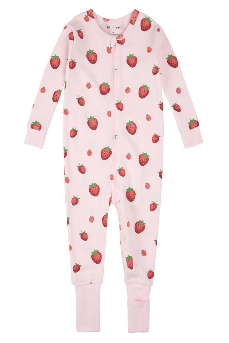 Fitted Convertible Stretch Organic Cotton One-Piece Pajamas, Main, color, LIGHT PINK