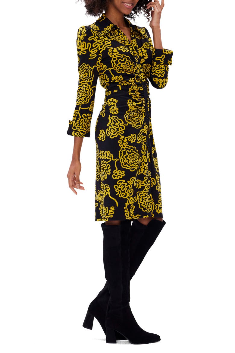 Sheska Floral Shirtdress, Alternate, color, LINE DRAWING