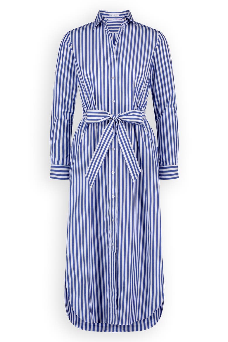 Leona Stripe Long Sleeve Midi Shirtdress, Alternate, color, NAVY