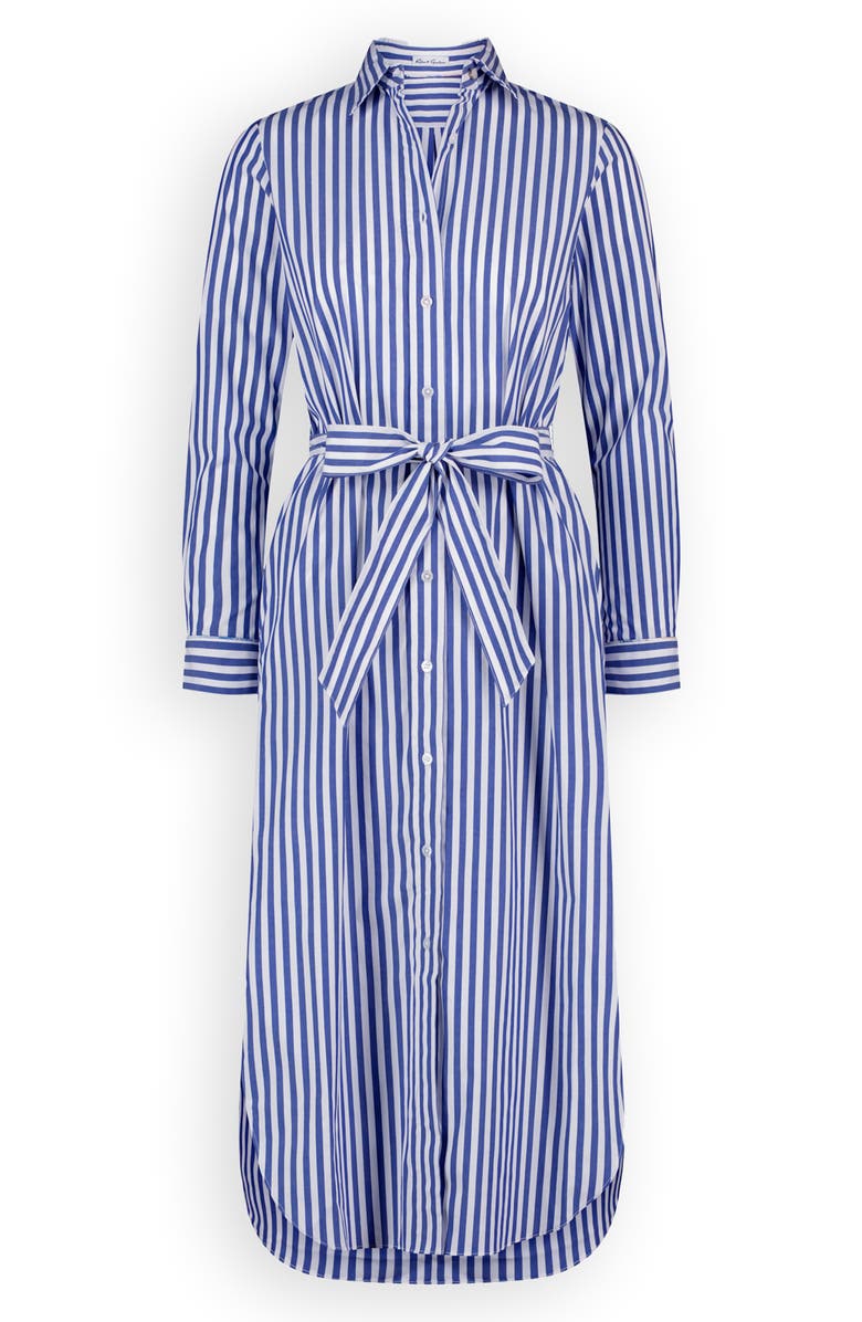 Robert Graham Leona Stripe Long Sleeve Midi Shirtdress, Alternate, color, Navy