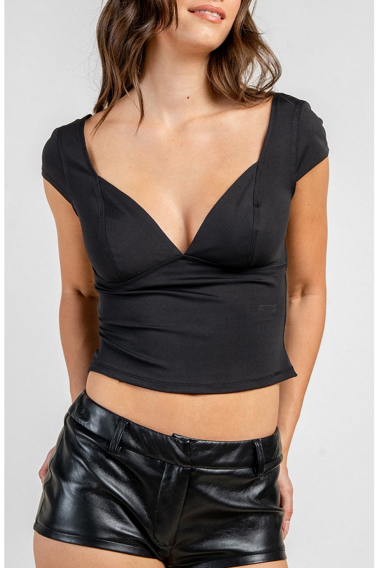 Cap Sleeve Contour Top, Main, color, BLACK