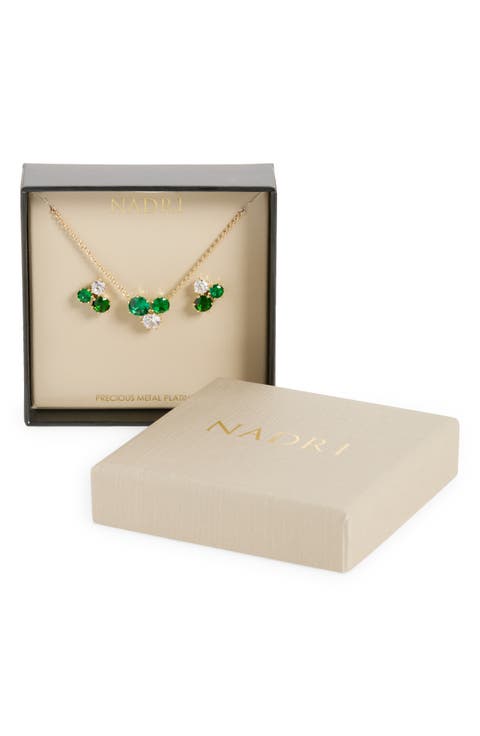 Natural Beauty Crystal Cluster Stud Earrings & Necklace Set