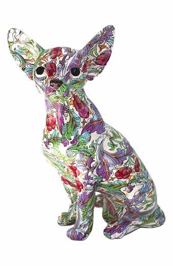 INTERIOR ILLUSIONS 10-Inch Retro Flower Chihuahua Statue