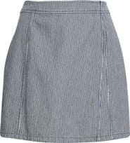 ATM Anthony Thomas Melillo Ticking Stripe Wrap Miniskirt