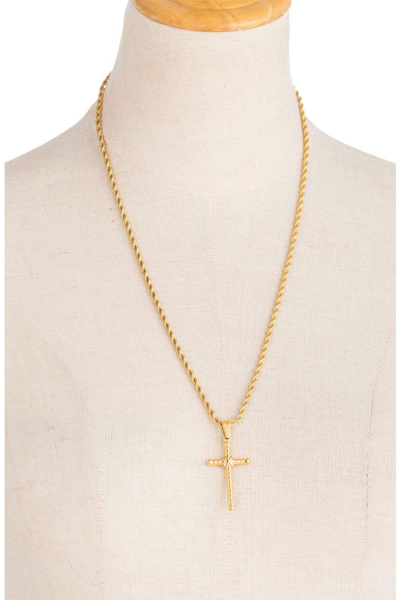 Cross 18K Gold Plated Pendant Necklace, Alternate, color, GOLD