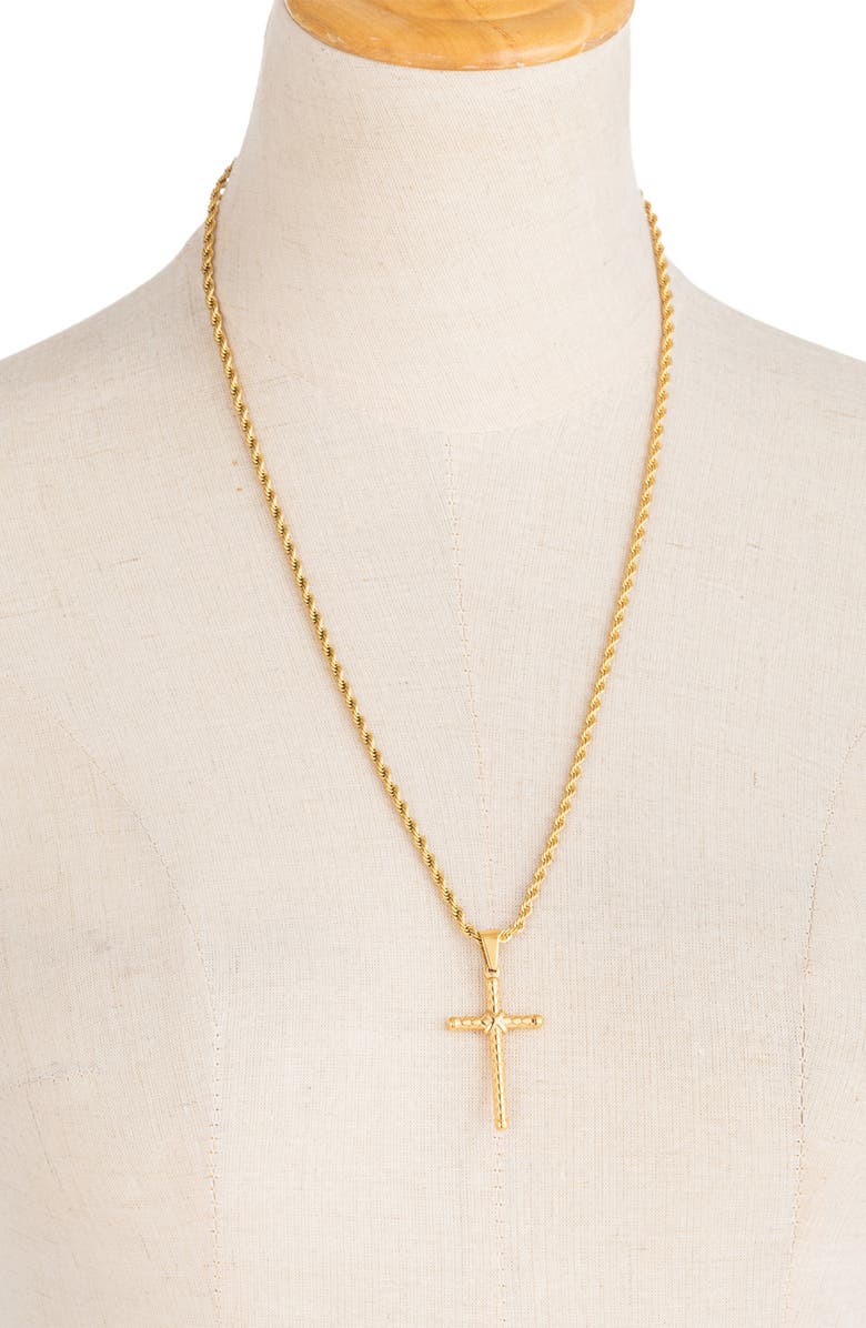 EYE CANDY LOS ANGELES Cross 18K Gold Plated Pendant Necklace, Alternate, color, Gold