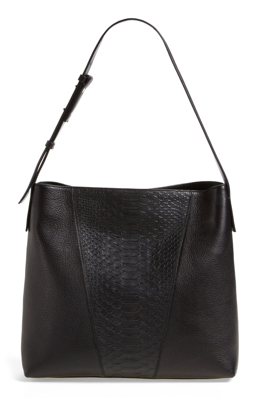 Vince 'Modern V' Python Embossed Leather Hobo Bag, Main, color, 