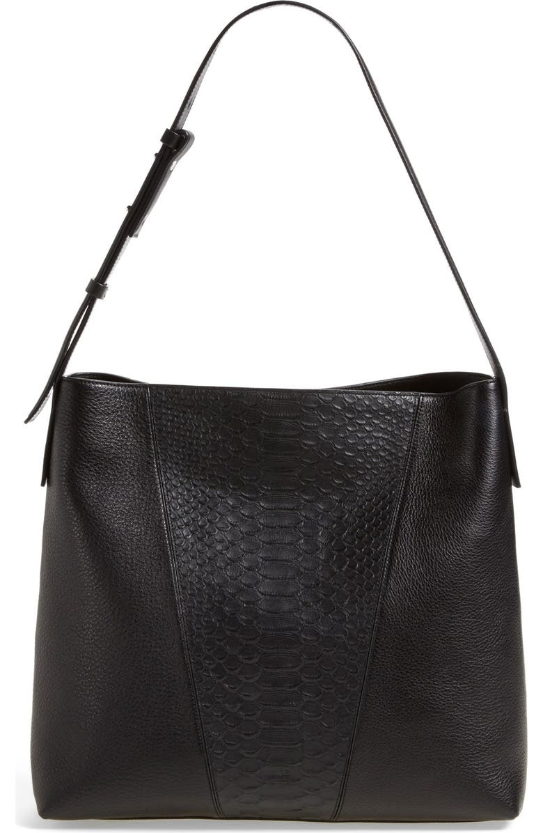 Vince 'Modern V' Python Embossed Leather Hobo Bag, Main, color,