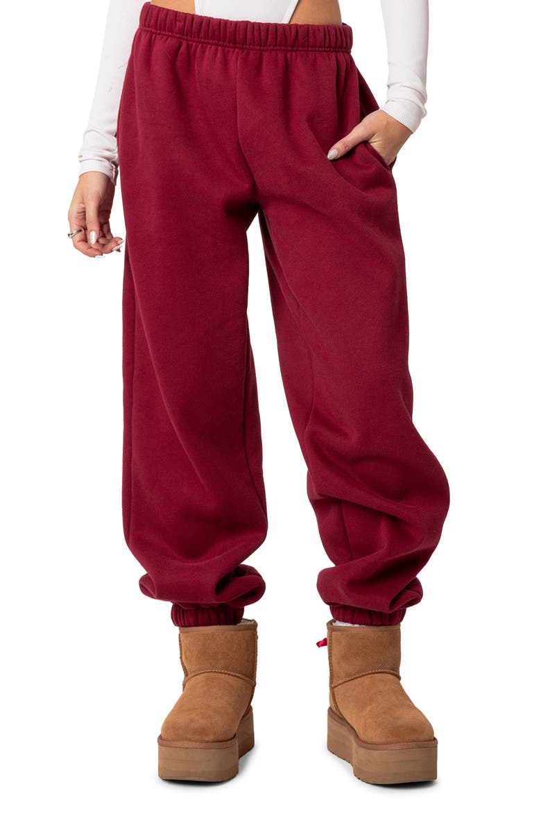 EDIKTED Clark Oversize Sweatpants, Main, color, Burgundy