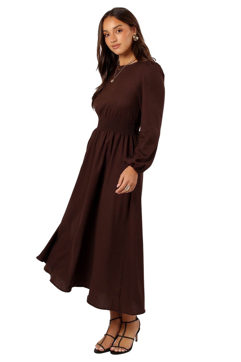 Roman Long Sleeve Maxi Dress, Alternate, color, BROWN
