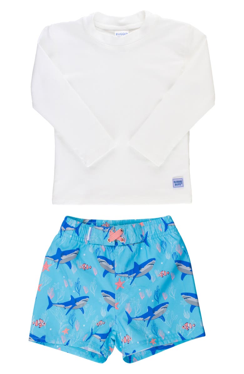 RuggedButts Long Sleeve Two-Piece Rashguard Swimsuit, Main, color, White