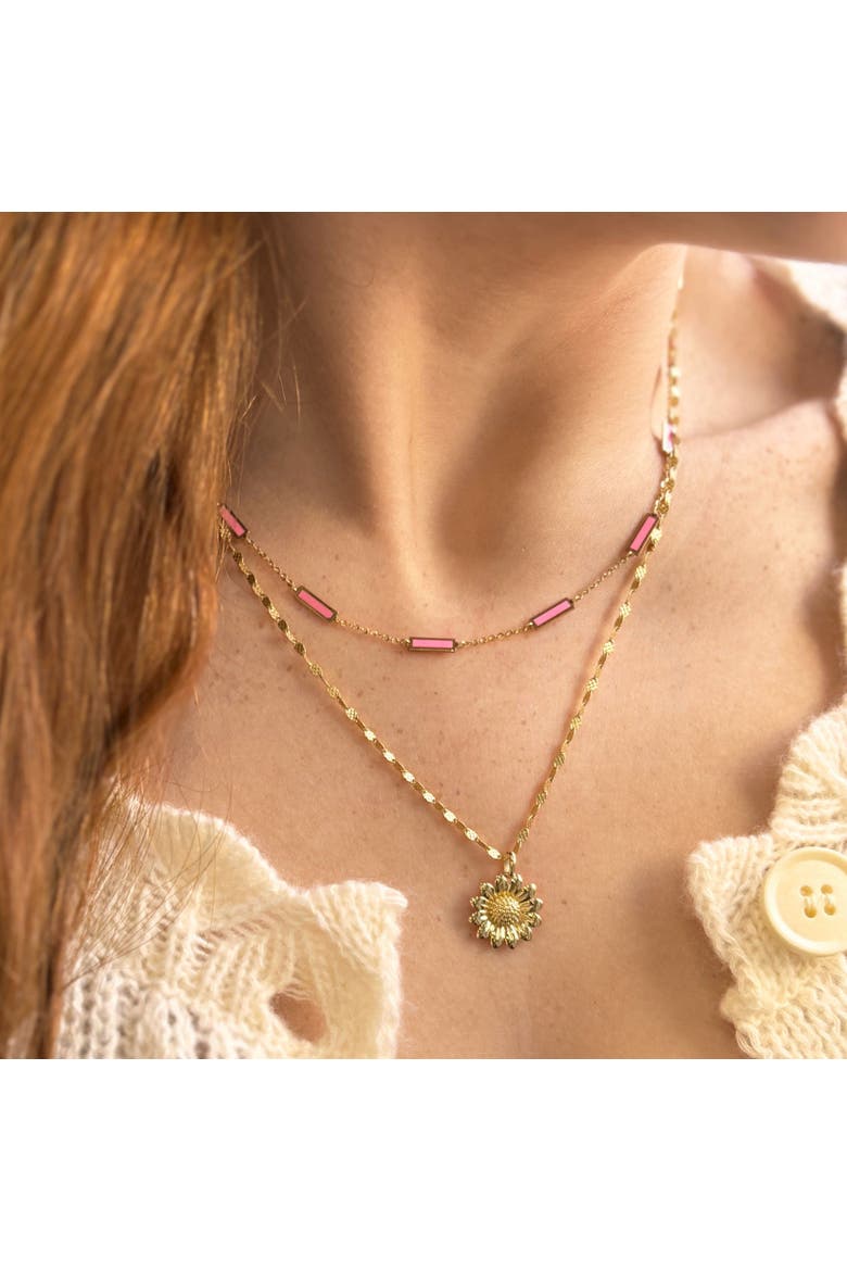 Bubblegum Pink Bar Chain Necklace, Alternate, color, Bubblegum Pink