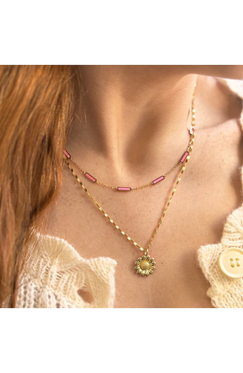 The Lovery Fine Jewelry Bubblegum Pink Bar Chain Necklace, Alternate, color, Bubblegum Pink