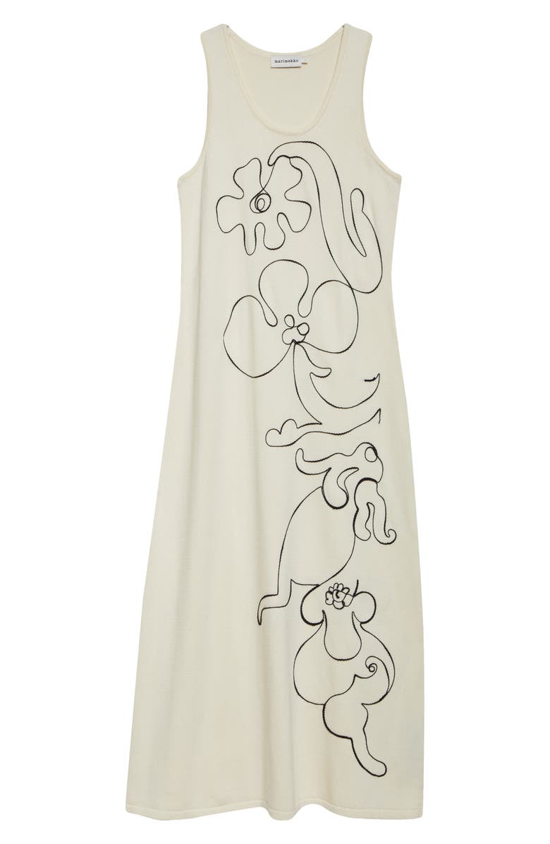 Marimekko Helmi Baluns Embroidered Cotton Dress, Alternate, color, White Dark Grey