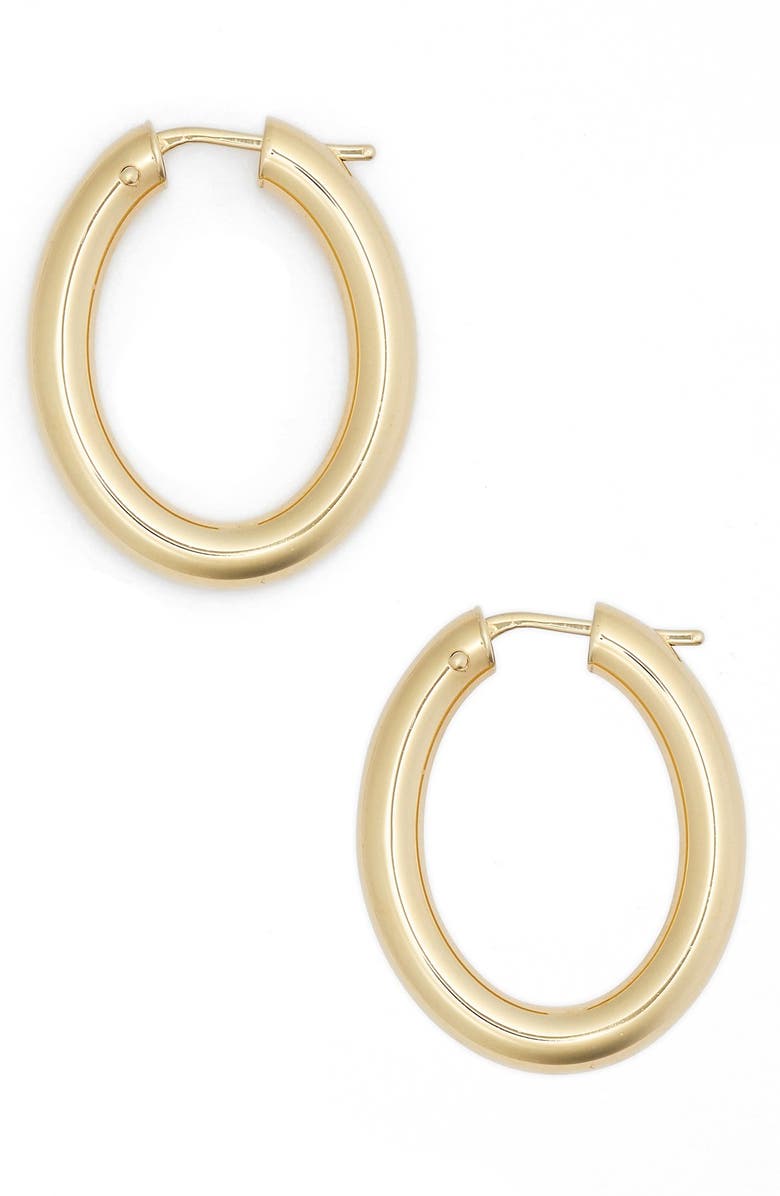 Roberto Coin Oval Hoop Earrings, Main, color, Yellow Gold