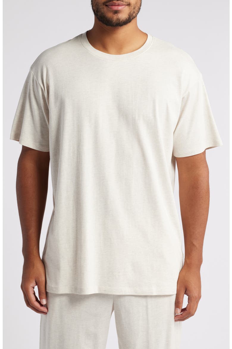 Cotton & Modal Crewneck T-Shirt, Main, color, BEIGE OATMEAL LT HEATHER