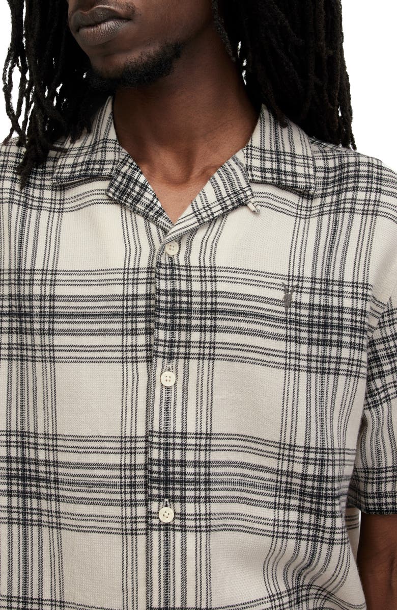 AllSaints Padres Plaid Camp Shirt, Alternate, color, Jet Black