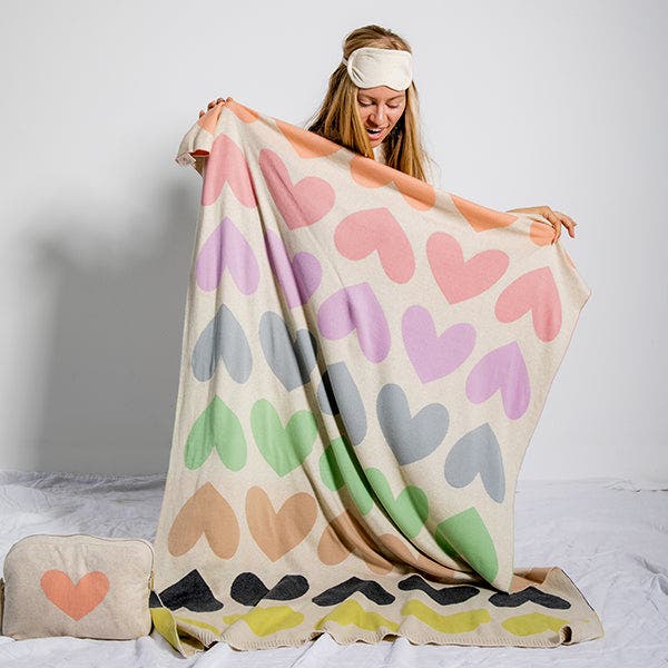 Hearts Reversible Marine Mel And Pink Mel Throw Blanket