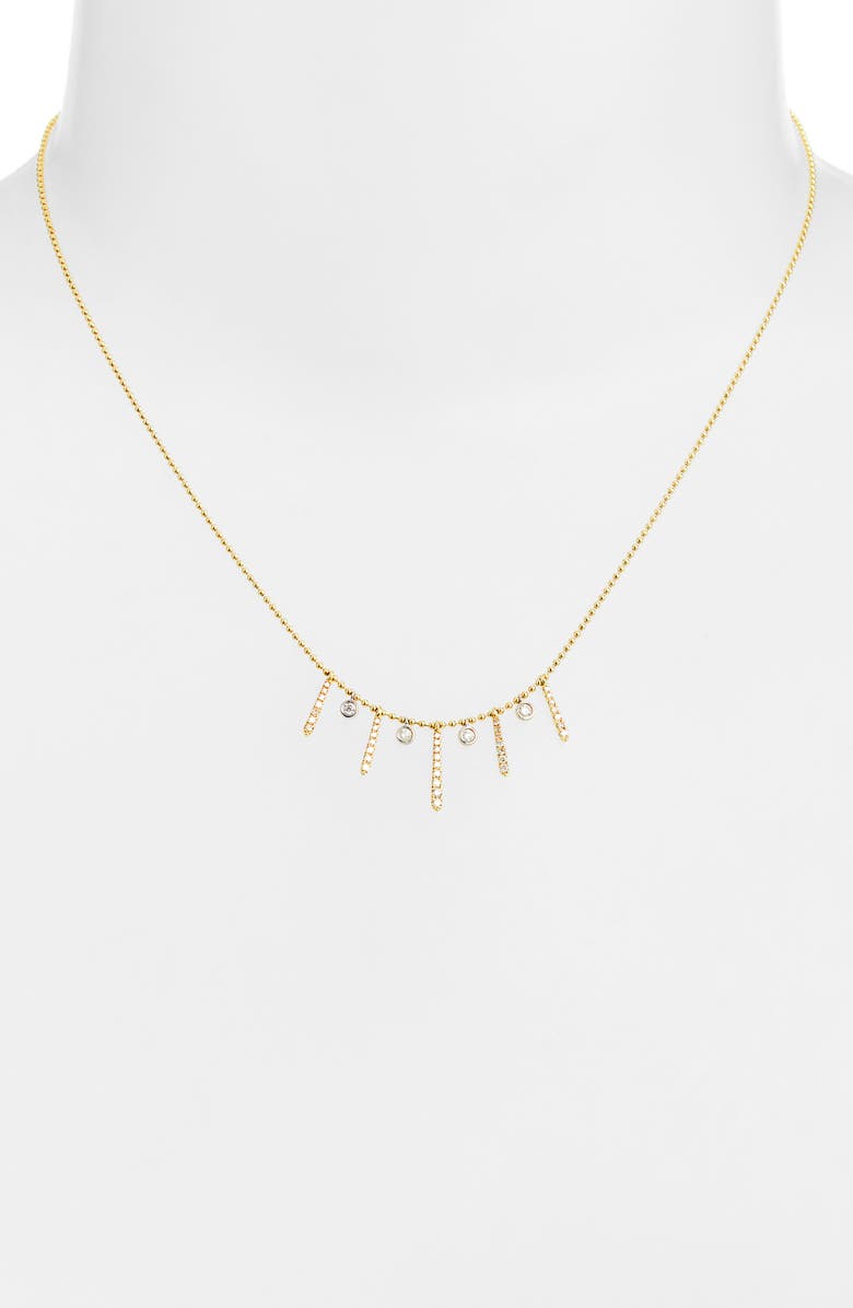 Meira T Diamond Charms Ball Chain Necklace, Alternate, color, Two Toned Yellow Gold