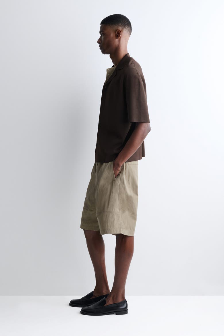 Cotton Elasticated Knee-Length Shorts, Alternate, color, BEIGE
