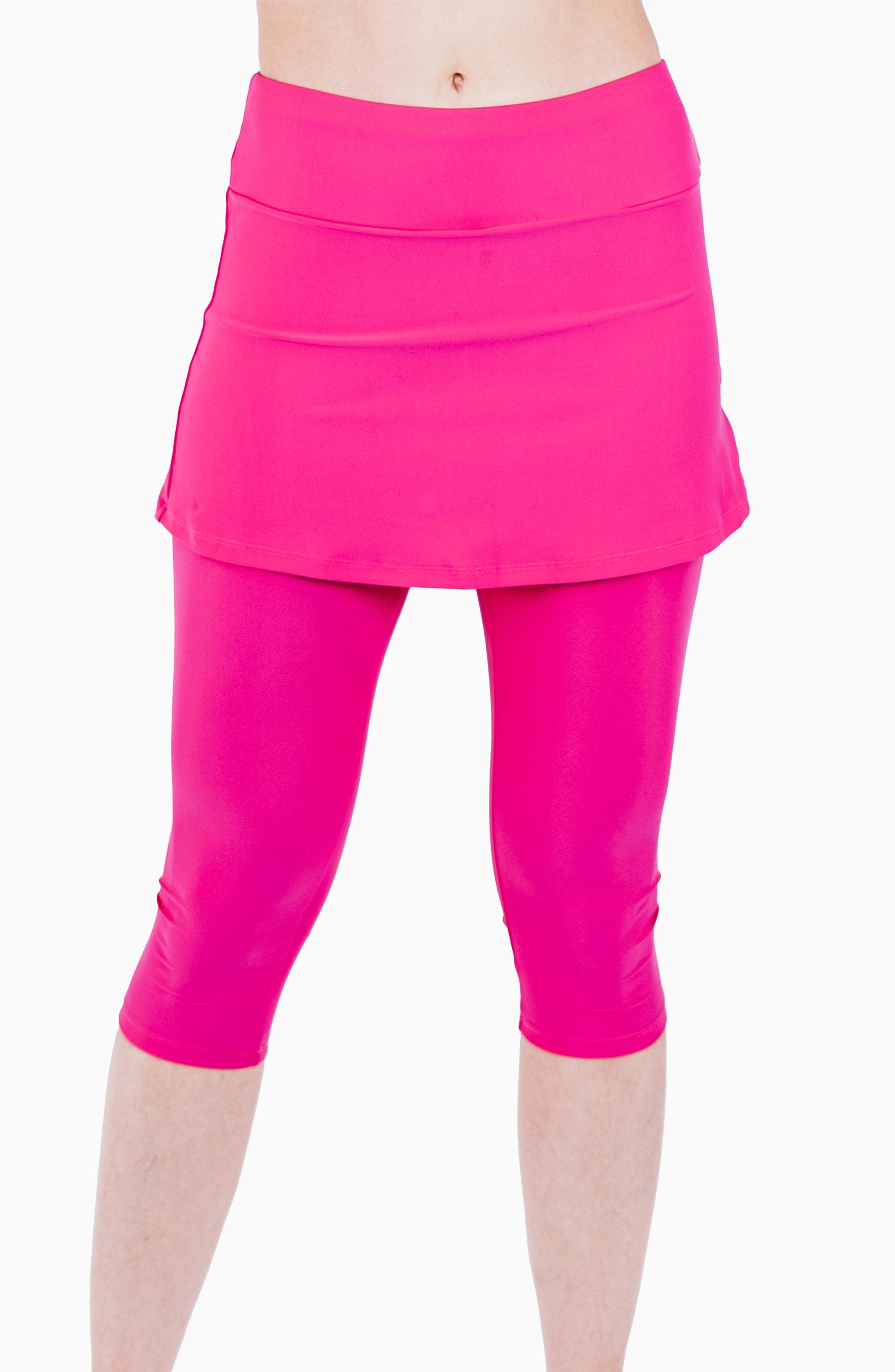 Calypsa Skirted Swim Capris In Pink