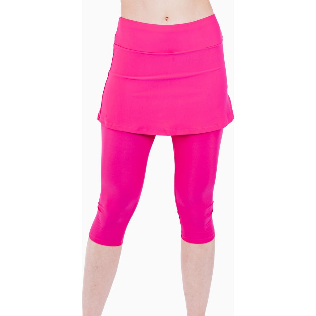 Calypsa Skirted Swim Capris In Pink
