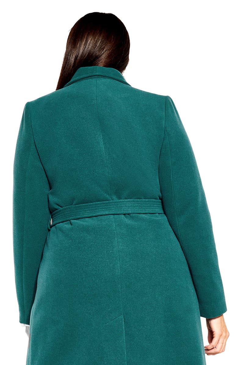 City Chic Callie Belted Coat, Alternate, color, Green
