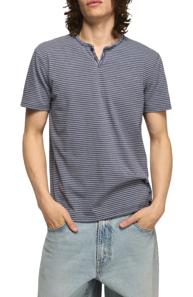 Lucky Brand Stripe Venice Burnout Henley, Main, color, Blue Multi