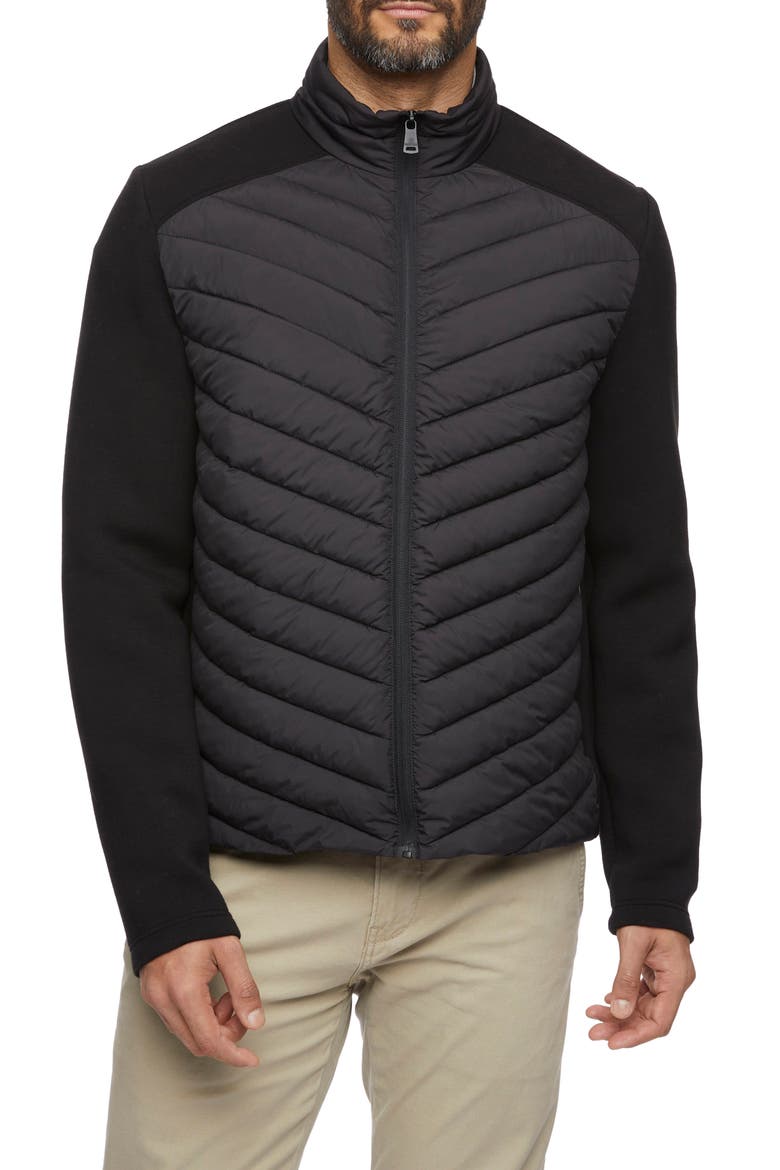 Mixed Media Jacket, Main, color, BLACK