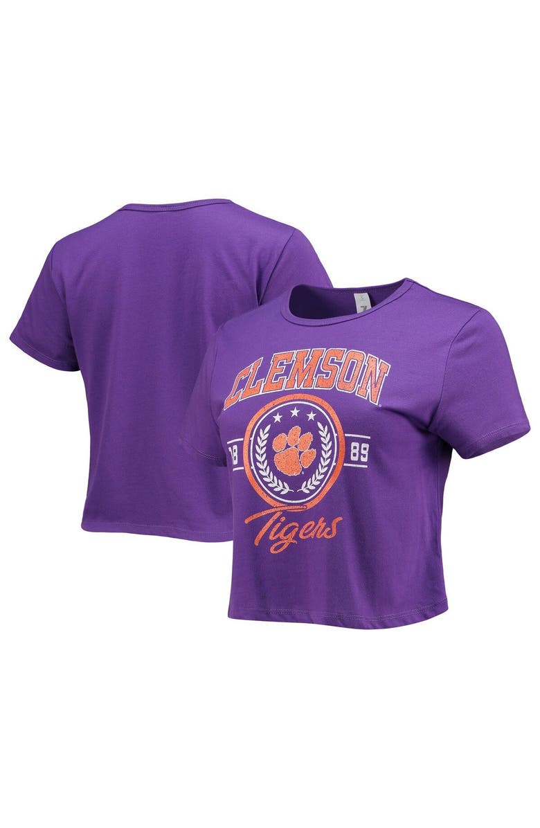 ZOOZATZ Women's ZooZatz Purple Clemson Tigers Core Laurels Cropped T-Shirt, Main, color, Purple